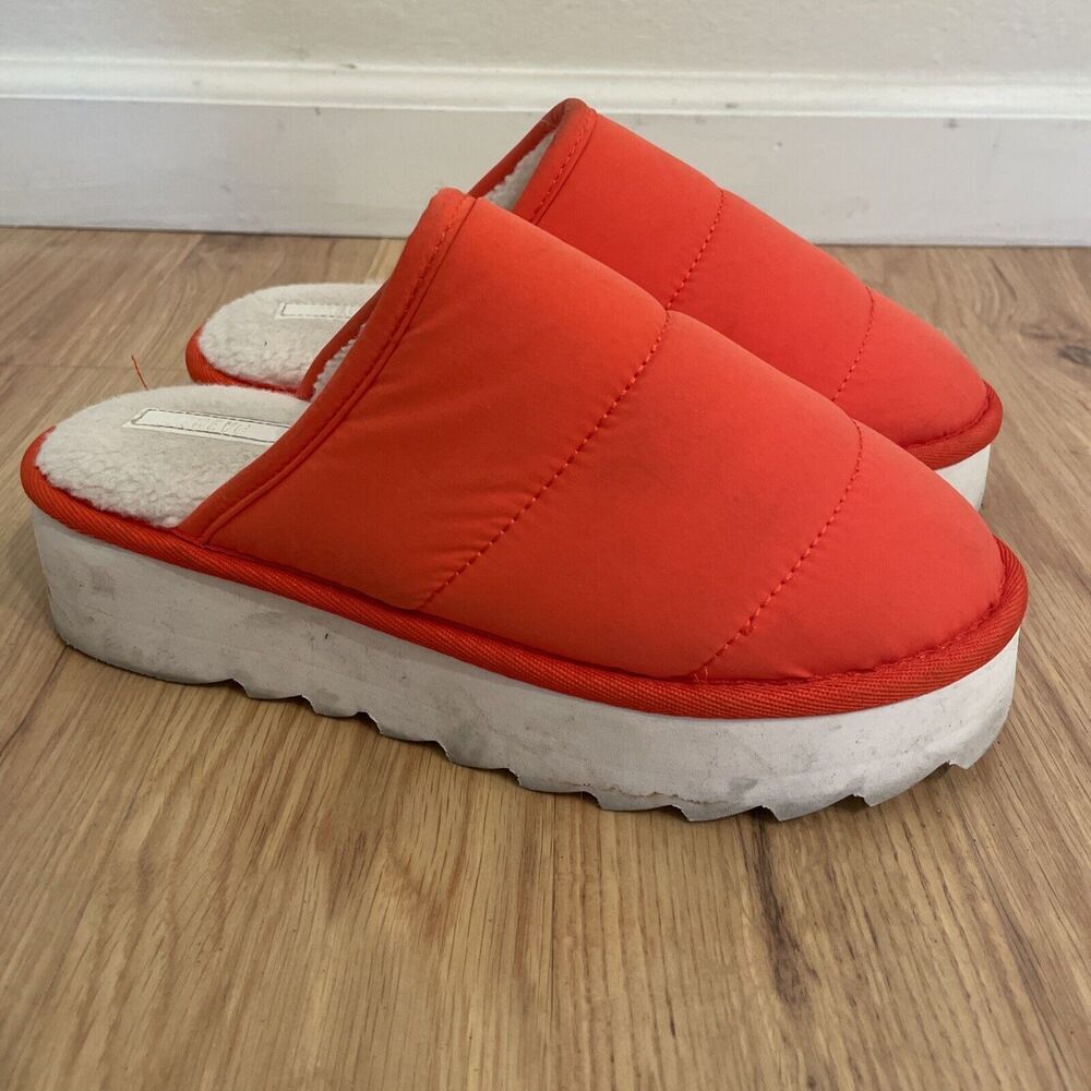 Anthropology Maeve quilted platform womens‎ slippers SMALL (6-7) Bright Orange